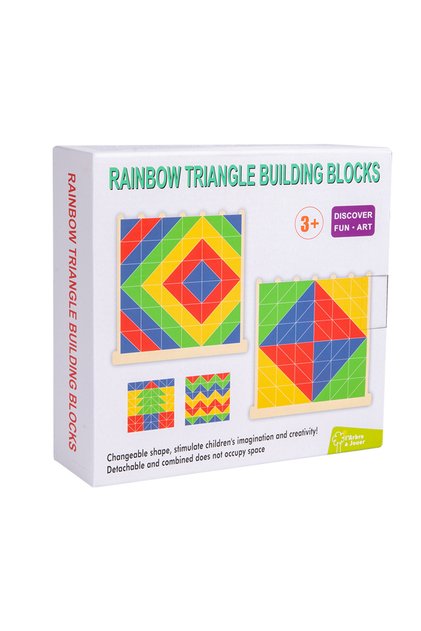 Jucarie Educativa cu Triunghiuri din Lemn Pentru Copii, Puzzle 155 Piese Geometrice