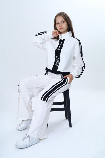 My Little Boy's Cicileri (8-16) Teenage Always Striped Girl's Set - White