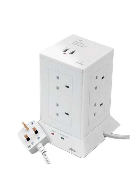 برج تمديد الطاقة 13 أمبير 8 مقابس 2 منفذ USB أبيض 3 متر