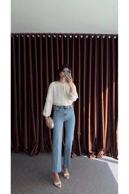 Outdoor Snow Washed Momfit Jeans