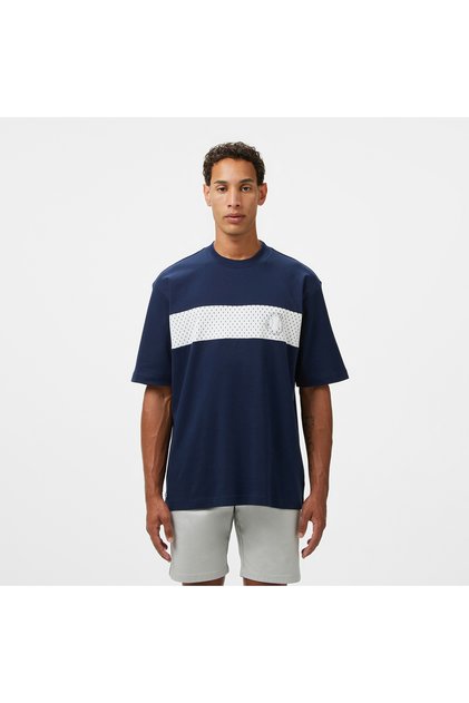 Erkek Bisiklet Yaka Baskılı Lacivert Modal Karışımlı T-Shirt