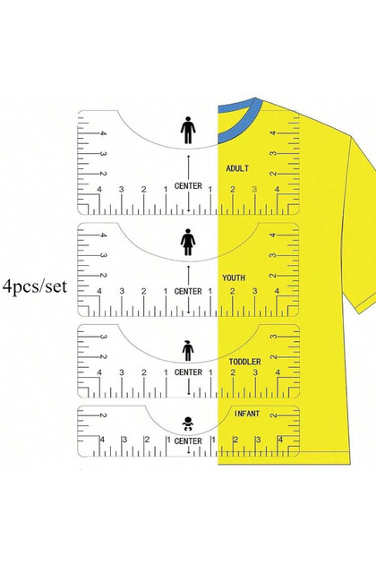 4pcs Transparent T-Shirt Sewing Tools T-Shirt Rulers To Center Design for Adult Youth Toddler Infant