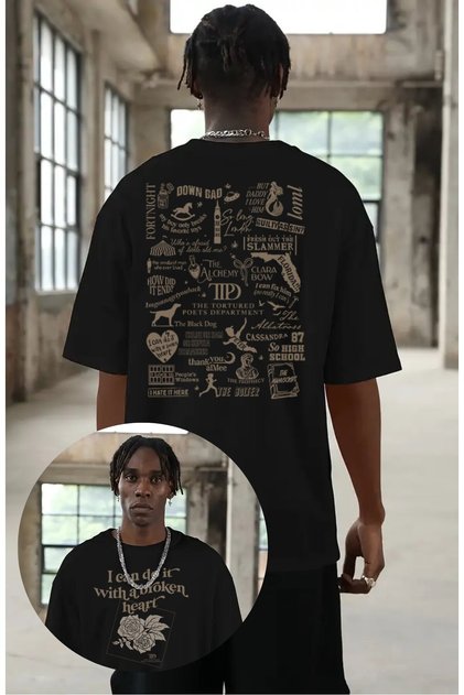 Unisex Ttpd I Can Do It with a Broken Heart Back Printed T-Shirt, Oversized Taylor Swift T-Shirt