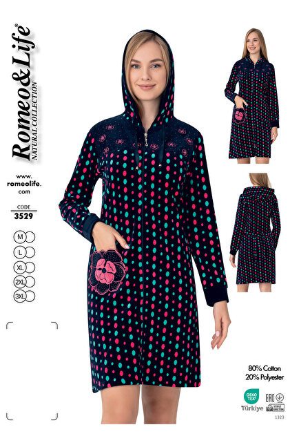 Women's Cotton Hooded Velvet Winter Dress 3529