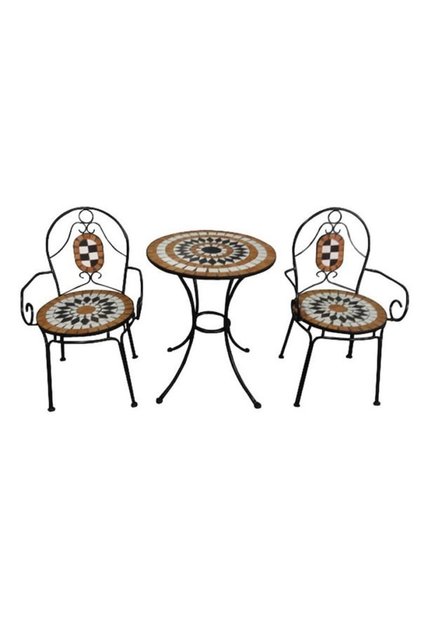 Set mobilier gradina , cu masa rotunda si 2 scaune, confectionate din otel cu mozaic
