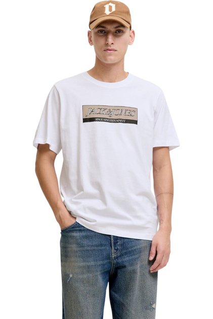 Трико JACK & JONES с лого Inwood Block Branding - 12283628 - Ярко бяло