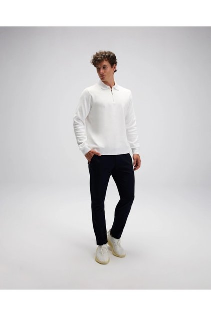 EM602-BG Erkek Bej Yarım Fermuarlı Polo Sweat