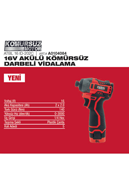 Genel Markalar ATBL 16 ID-202 C 16V AKÜLÜ KÖMÜRSÜZ DARBELİ