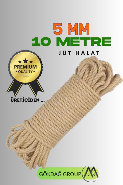 5 MM 10 Metre Jüt Halat Dekoratif Hasır İp Urgan Maket