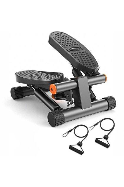 Stepper compact cu benzi de fitness, rezistență hidraulică, negru