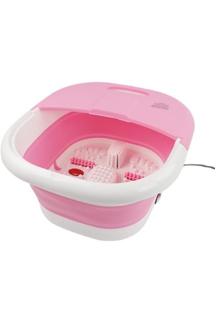 Foldable Foot Spa with Heating Bubbles, Shiatsu Massager Rollers, Mini Feet Bath Tub Basin - Pedicur