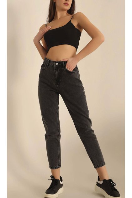 Women///New Season///Recovery/Recovery Material///Lycra//Mom Jeans