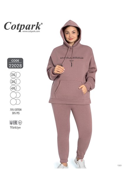 Women's Plus Size Cotton Fabric 2-Piece Tracksuit Set 22028