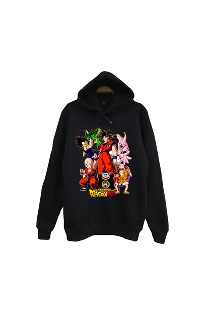 Hanorac negru cu glugă unisex, 100% bumbac, cu imprimeu Dragon Ball Z