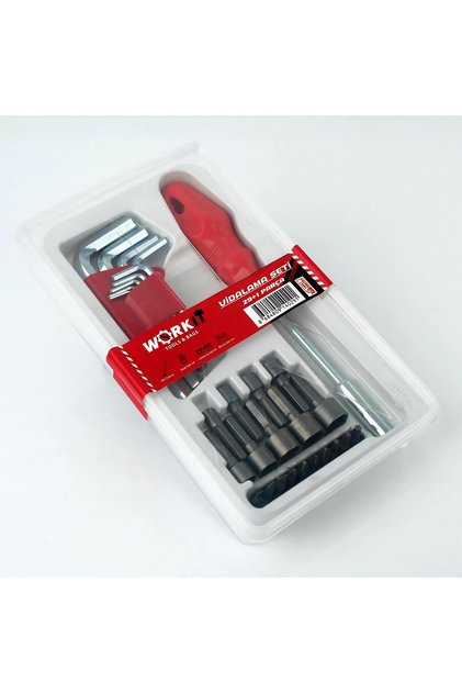 WORKIT 29 Ürün Vidalama Seti Bits Uç Tutucu + Alyan Takımı + Bits Uç Takımı + Lokma Uç Takımı