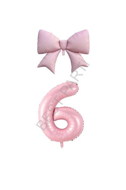 Best Pink Color Bow Number Foil Balloon Set Age 6