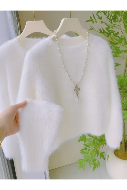 Peluş Tüylü Kabarık Kadın Renkli Kazak