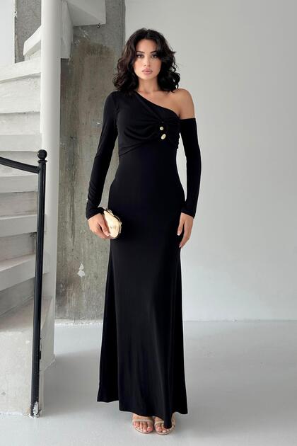 off shoulder knit dress maxi The Mode Sheer Knit Off The Shoulder Maxi Dress in Black