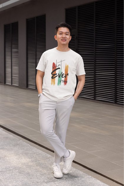 Men's What Ever Transfer Printed Round Neck Short Sleeve T-Shirt