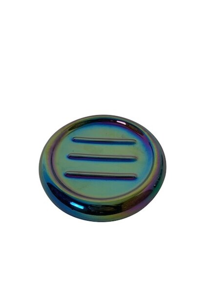 Săpunieră rotundă din ceramică, Frandis, 11 cm, multicoloră, model iris