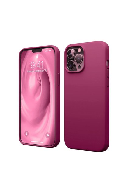 Apple iPhone 12 Pro Max Compatible Silicone Case - Pastel Color Tone Flexible Full Protection Cover - Burgundy