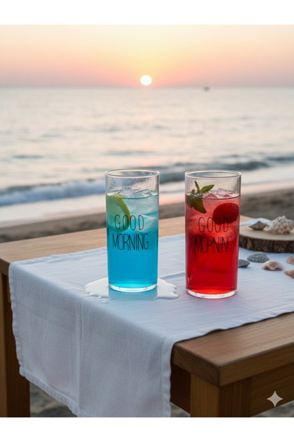 2-Pack Good Morning Heat Resistant Borosilicate Glass Cup 380 ml