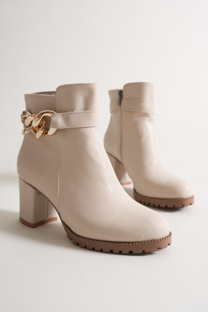 Women's Chain Detailed Heeled Boots – for Stylish Everyday and Winter Outfits