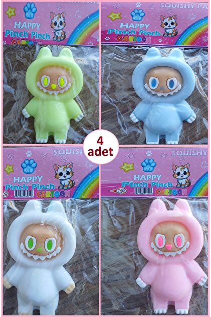 OYUNCAKSAHİLİ Labubu Sukuşi 4 Adet Birlikte Skuşi Squishy Love