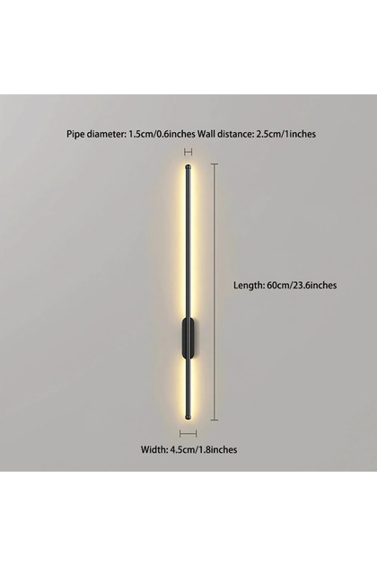 Black Modern LED Wall Sconce, Minimalist Linear Strip Lamp with 3 Color Modes for Bedroom, Hallway