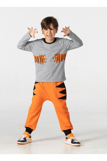Tiger Paws Orange Trousers+T-shirt Set