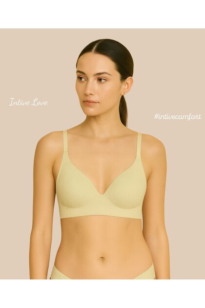 Softease V-Neck Wire-Free Seamless Laser Cut Comfortable Soft Fabric Ribbed Snap Bra