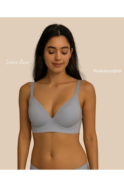 Softease V-Neck Wire-Free Seamless Laser Cut Comfortable Soft Fabric Ribbed Snap Bra