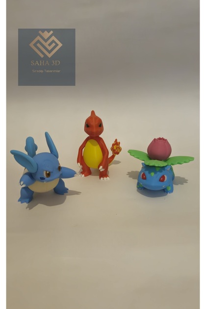 3'lü Figür Pokemon seti (wartortle, Charmeleon, Ivysaur)