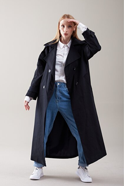 Stylish Stone-Colored Buttoned Trench Coat – Comfortable and Modern Fit
