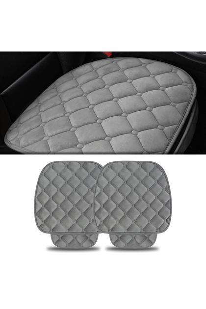 Set de 2 huse universale pentru scaun auto Elindor®, gri, antiderapante, husă pentru scaun șofer din pluș, 51x50 cm