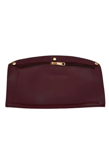 Angel Bag Accessory 24X15 cm Burgundy Color Trocked Faux Leather Pocket Light Gold Metallic