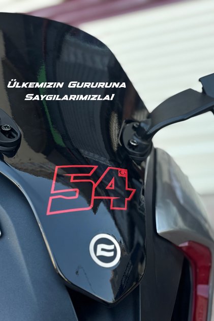 Motor ve Kask için Kırmızı Renk 54 Numaratör Sticker Etiket (Toprak Razgatlıoğlu'nun Numarasıdır)