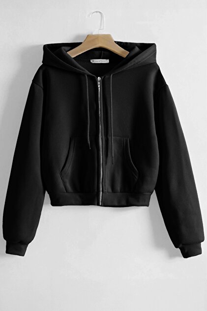 Ghassy Co Ghassy Co. Kadın Pamuklu Crop Model Kanguru Cepli