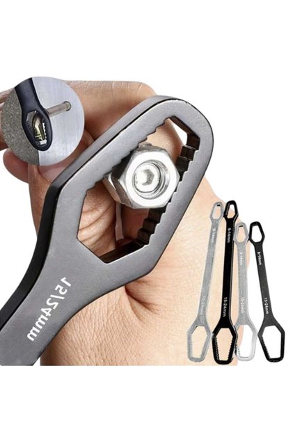 3 Pieces Black Universal Wrench Set 5mm Thick Multi-function Double-Headed Wrench with Adjustable Jaw Size