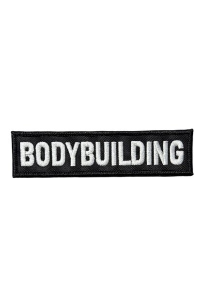 Siyah Zemin Bodybuilding Yazılı Patch Peç - 12x3 cm