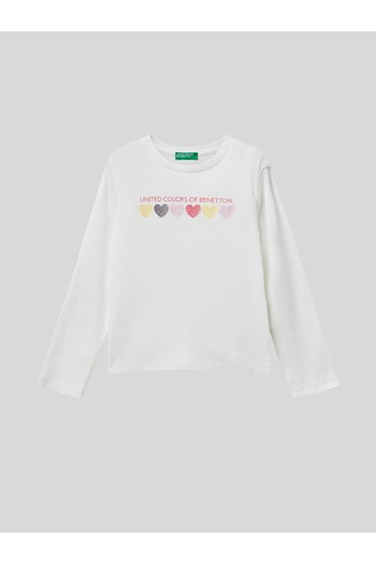 Girl's Printed Sweatshirt 1-6 Years Old Ecru
