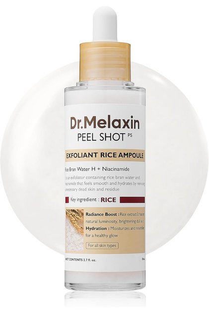Peel Shot Glow White Rice Peeling Ampoule, Soft Exfoliating Face and Body Scrub Dead Skin