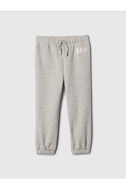 Kız Bebek Gri Logo Kalp Desenli Pull-On Jogger Fleece Eşofman Altı