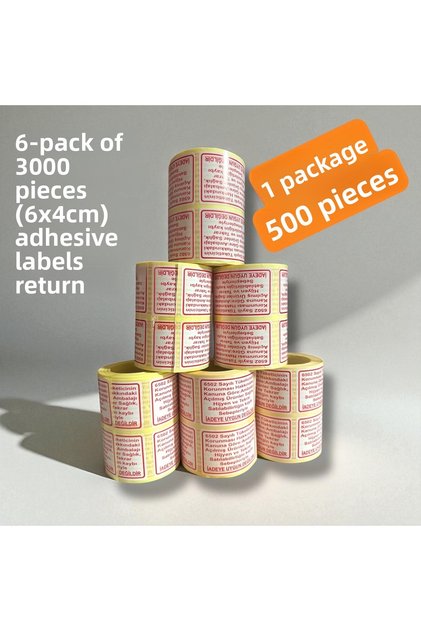 E-Commerce Hygiene Label 6-Pack (500 Pieces Per Pack) Total 3000 Pieces