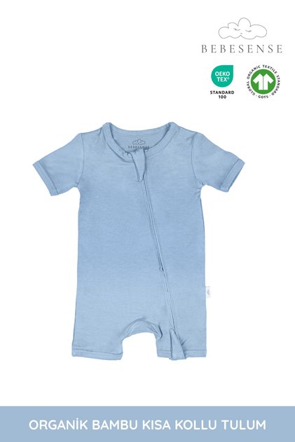 Organic Bamboo Short Sleeve Jumpsuit – Double-Sided Zipper, Breathable Fabric