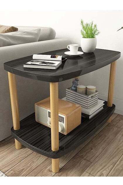 2 Tier Sofa Side Coffee Table for Living Room 80 x 40 x 53 cm