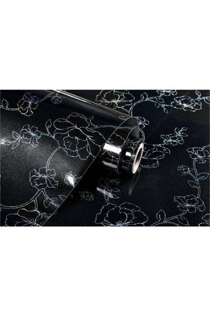 Multipurpose Home Decoration Wallpaper Black Floral Design PVC Waterproof Self-Adhesive Wall Sticker