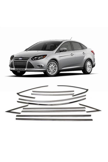 Focus 3 Sedan 12 Parça Paslanmaz Çelik Krom Cam Çerçeve Çıta Seti