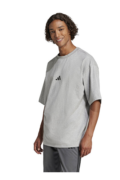 adidas JC5340 M FI SL T Gri Bisiklet Yaka Bol Kesim Düz Erkek T