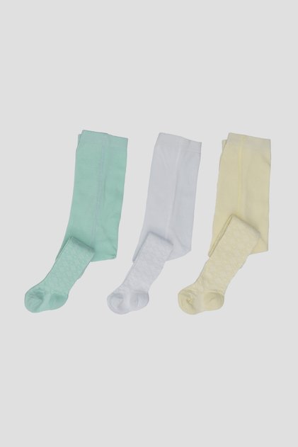 3 Pieces of Jacquard Patterned Cotton Girls and Baby Pantyhose